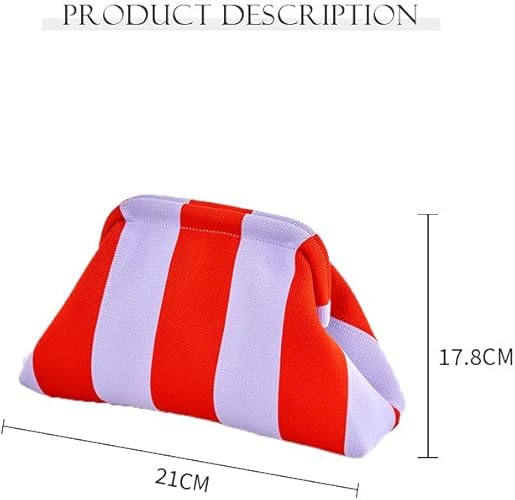 Red & White Striped Shell Pouch – Mini Handbag / Makeup Bag | Retro Color Block Design | Compact Travel Organizer
