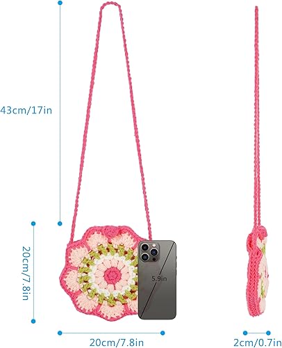 Crochet Flower Crossbody Bag – Handmade Mini Sling Purse | Soft Girl Aesthetic | Fits Phone & Essentials