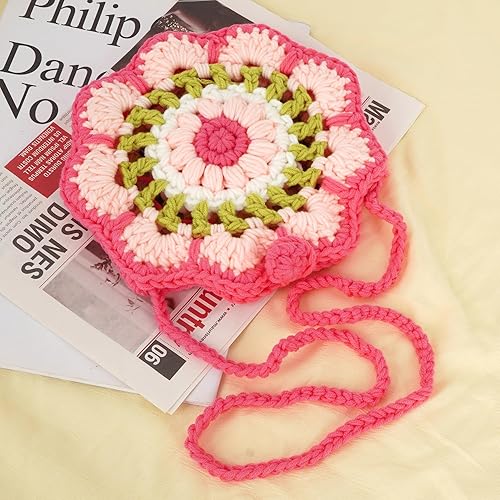 Crochet Flower Crossbody Bag – Handmade Mini Sling Purse | Soft Girl Aesthetic | Fits Phone & Essentials