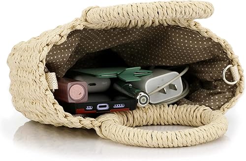 Mini Straw Handbag with Round Handles – Small Summer Beach Tote | Woven Purse for Styling, Gifts & Vacation