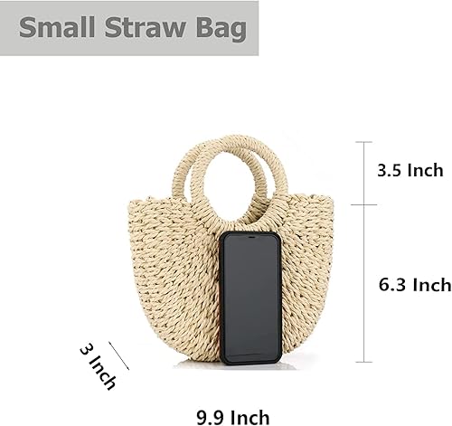 Mini Straw Handbag with Round Handles – Small Summer Beach Tote | Woven Purse for Styling, Gifts & Vacation